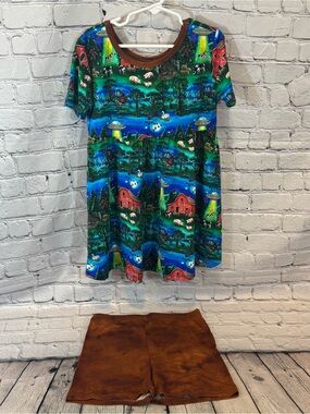 Sugar Swan Alien Farm Peplum and Shorts Bamboo Set